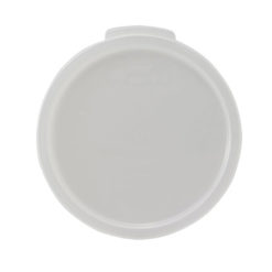 Winco PPRC-24C round food storage container cover in white, top view