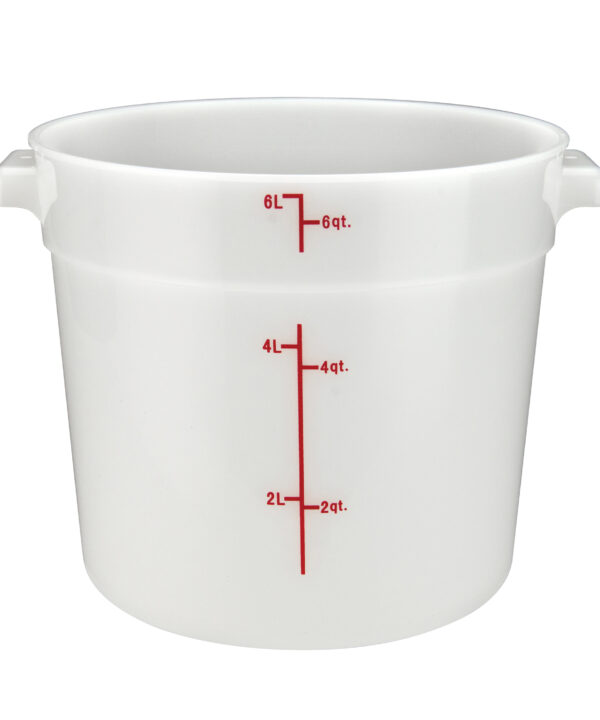 Winco PPRC-6W 6 Qt. round food storage container in white, front view