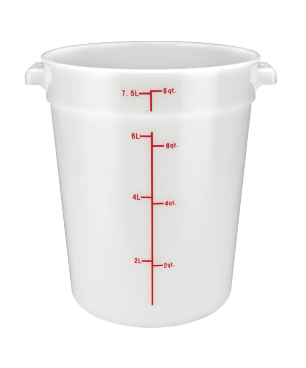 Winco PPRC-8W 8 qt round food storage container in white, front view