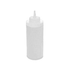 Winco PSW-16 16 oz clear wide-mouth squeeze bottle, front view