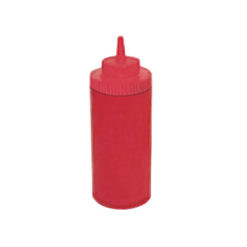 Winco PSW-16R wide-mouth squeeze bottle in red, front view