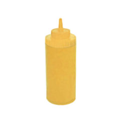Winco PSW-16Y 16 oz wide-mouth squeeze bottle in yellow, front view