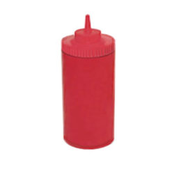 Winco PSW-32R 32 oz wide-mouth squeeze bottle in red plastic, front view