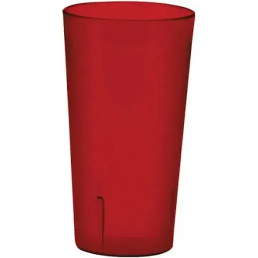 Winco PTP-20R 20 oz tumbler in red pebbled plastic, front view