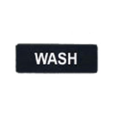 Winco SGN-318 Wash information sign in black with white lettering, front view
