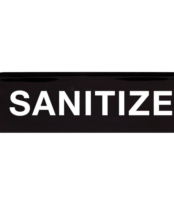 Winco SGN-329 Sanitize information sign in black with white text, front view