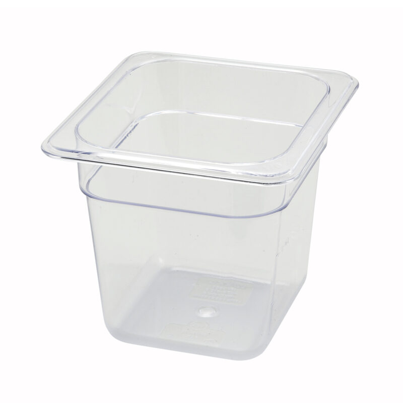 Winco SP7606 1/6 Size Polycarbonate Food Pan, 5.5" Deep