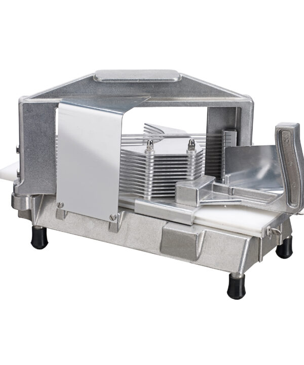Winco TTS-250 Kattex manual tomato slicer in cast aluminum, front view