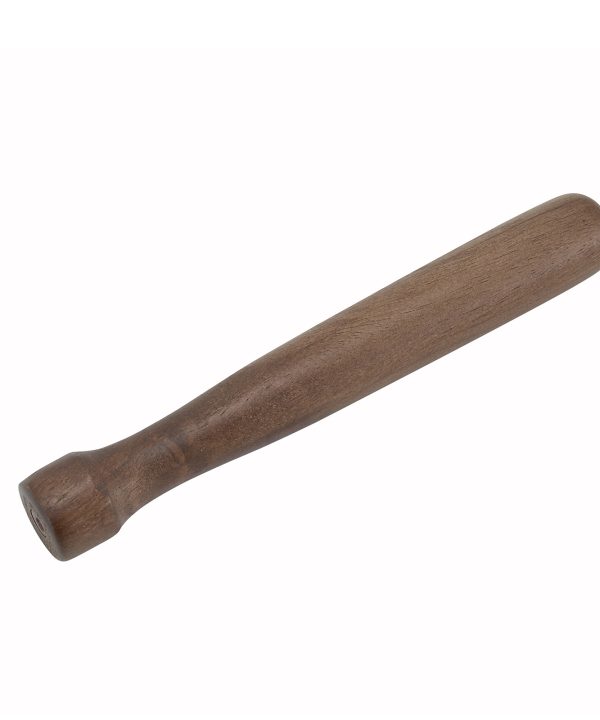 Winco WMW-8 wood bar muddler in walnut-tone lacquered finish, full view