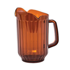 Winco WPCT-60A 60 oz 3-spout water pitcher in amber polycarbonate, front view