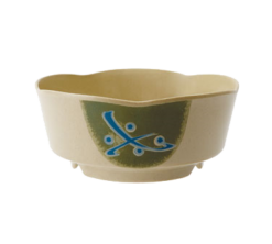 GET 0163-TD Traditional melamine round bowl in Traditional tan finish, top angled view