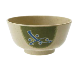 GET 0172-TD Traditional melamine Japanese soup and rice bowl in tan, top angled view