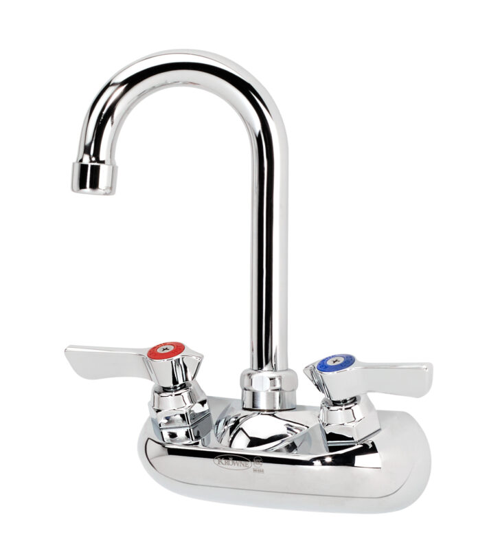 Krowne 10-400L Silver Series 4" Wall Mount Faucet with 3-1/2" Gooseneck Spout