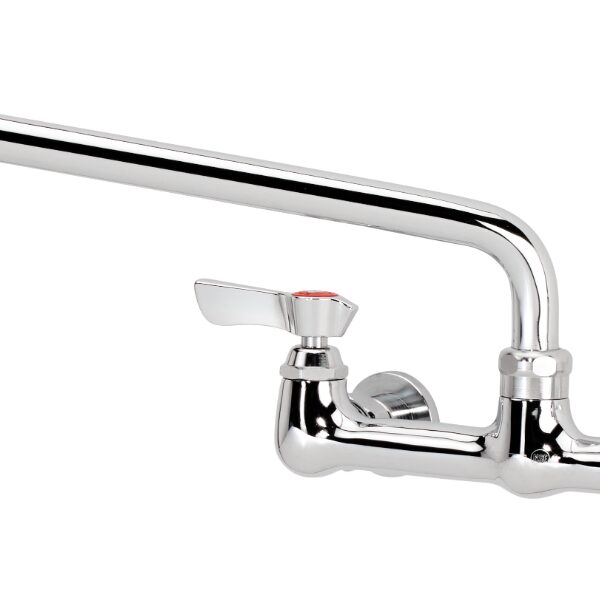 Krowne 12-812L Silver Series wall mount faucet in chrome with 12-inch swing spout, front view