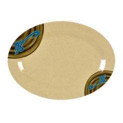 Thunder Group 2009J Wei oval melamine platter in speckled brown, top view