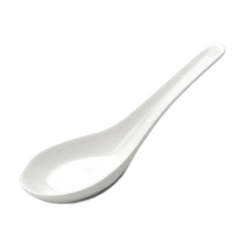 Thunder Group 7003W wonton soup spoon in Imperial White melamine, side view