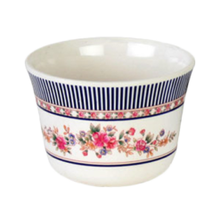 Thunder Group 9152AR 5 oz Rose melamine tea cup in white with rose pattern, side view