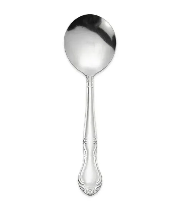 Thunder Group SLSF113 Sunflower bouillon spoon in 18/0 stainless steel, bright finish, side view