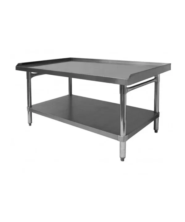 GSW ES-P3036 stainless steel equipment stand in brushed stainless, front view with 1 inch upturn and undershelf