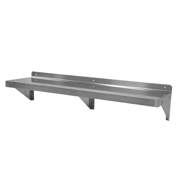 GSW WS-W1236 wall-mounted shelf in polished stainless steel, front angled view