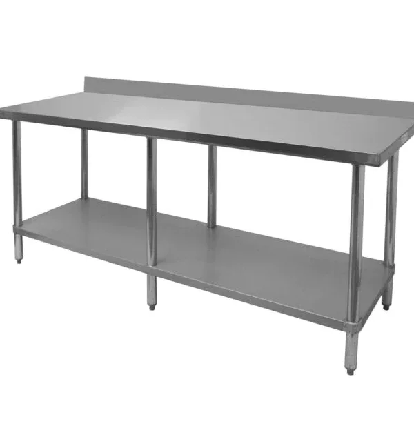 GSW WT-EB2472 24" x 72" stainless steel work table with galvanized undershelf, front view