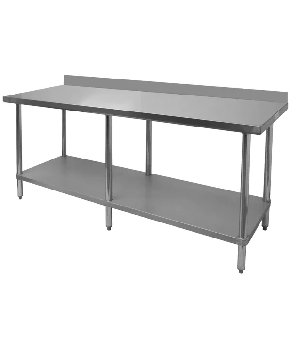 GSW WT-EB3072 economy work table in stainless steel with galvanized undershelf, front view