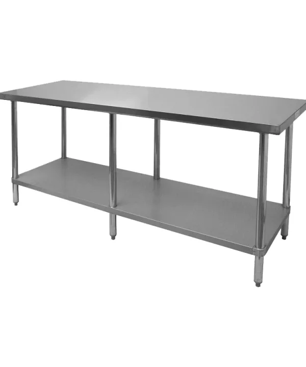 GSW WT-P2472 stainless steel work table in polished finish, front view