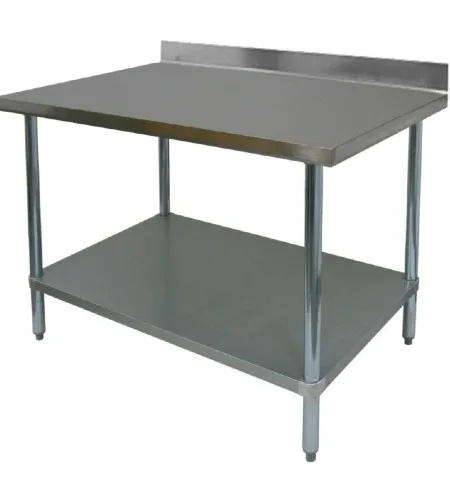 GSW WT-PB3048 stainless steel work table in 304 stainless with 4 inch backsplash, front view