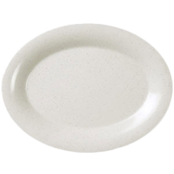 Thunder Group AD211WS San Marino melamine oval platter in speckled tan finish, top view