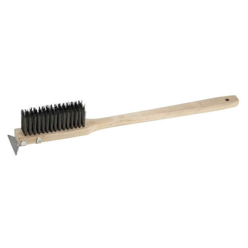 Winco BR-500 Heavy Duty Wire Brush w/ Steel Bristles & Scraper (20")