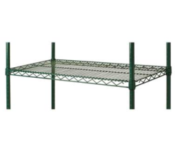 GSW WSE-1472 green epoxy wire shelf, 14 x 72 inch, angled view
