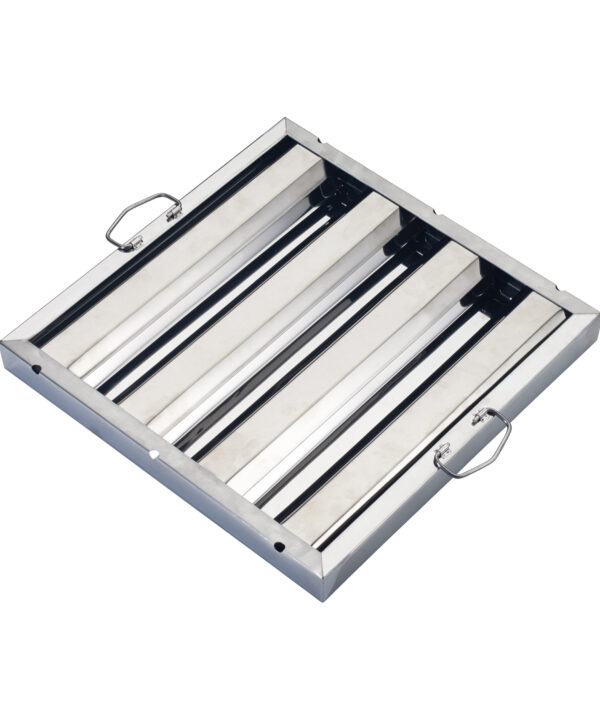 Winco HFS-1616 stainless steel hood baffle filter in brushed stainless, front view