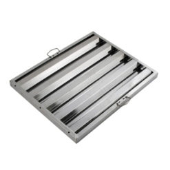 Winco HFS-2025 stainless steel baffle hood filter in stainless finish, front view