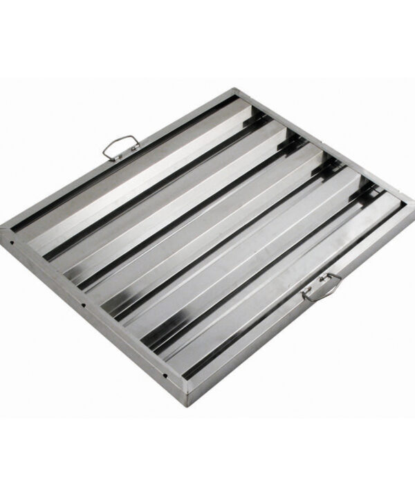 Winco HFS-2520 stainless steel baffle hood filter, 25 x 20 inch, front view