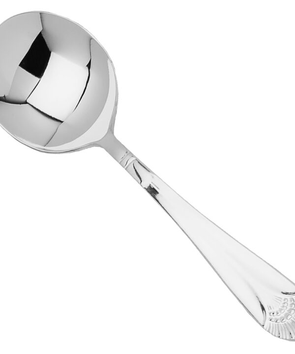 Thunder Group SLEL203 Elizabeth bouillon spoon in mirror-finish 18/10 stainless steel, profile view