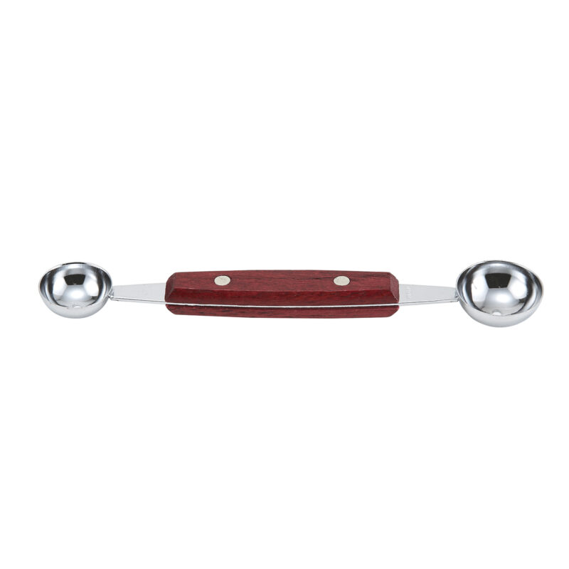 Winco MB-1 Double-Sided Stainless Steel Melon Baller w/ Wooden Handle