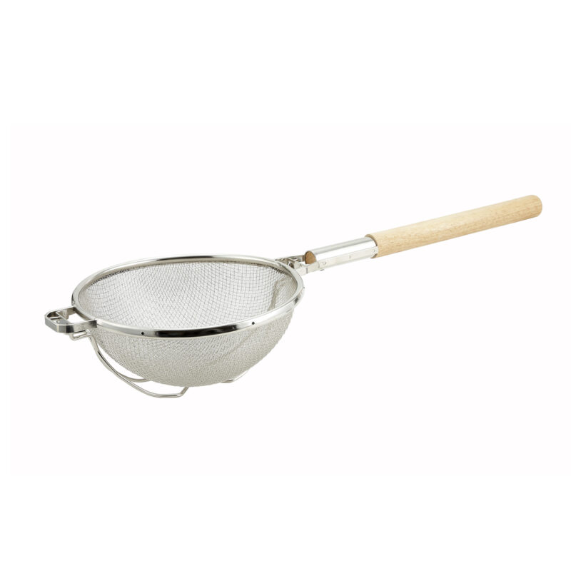 Winco MST-1010D Stainless Steel Medium Double Mesh Reinforced Strainer - (10-1/2" dia. )