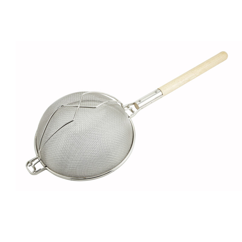 Winco MST-14D Stainless Steel Medium Double Mesh Reinforced Strainer  - ( 14-1/4" dia. )
