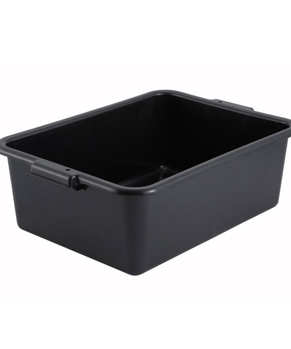 Winco PL-7K dish box in black, front view