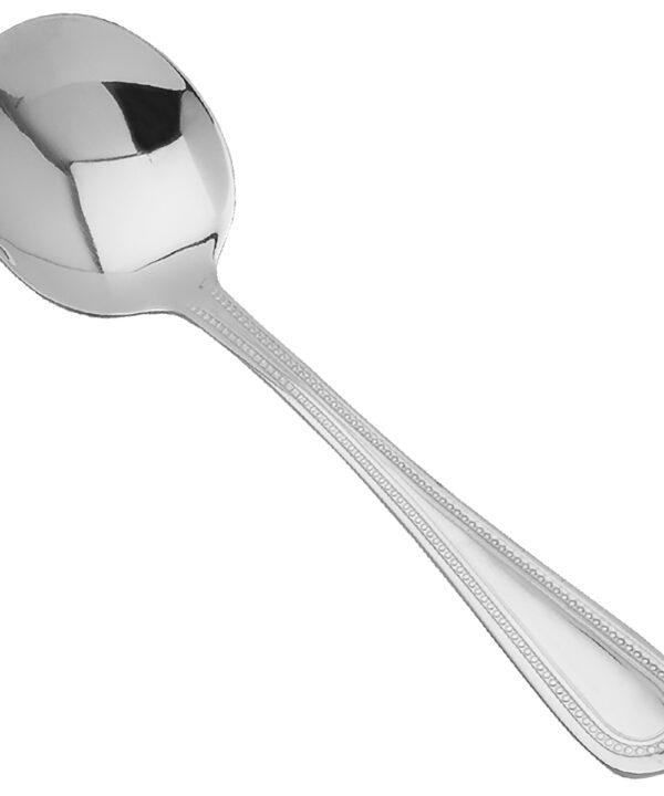 Thunder Group SLNP003 Jewel bouillon spoon in mirror-finish 18/0 stainless steel, profile view