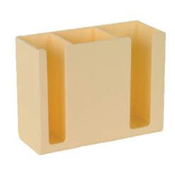 Thunder Group PLCH001-I chopstick holder in ivory acrylic, three-compartment front view