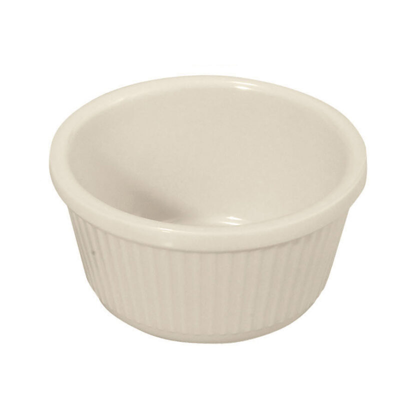 Winco RFM-4B 4 oz Fluted Melamine Ramekin, Bone