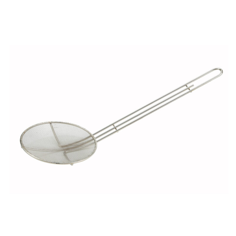 Winco SCF-6R Round Nickel Plated Fine Mesh Skimmer w/ 13" Handle - (6-1/2" dia. )