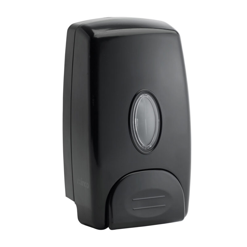 Winco SD-100K Black Manual Wall Mount Soap Dispenser (1 Liter)