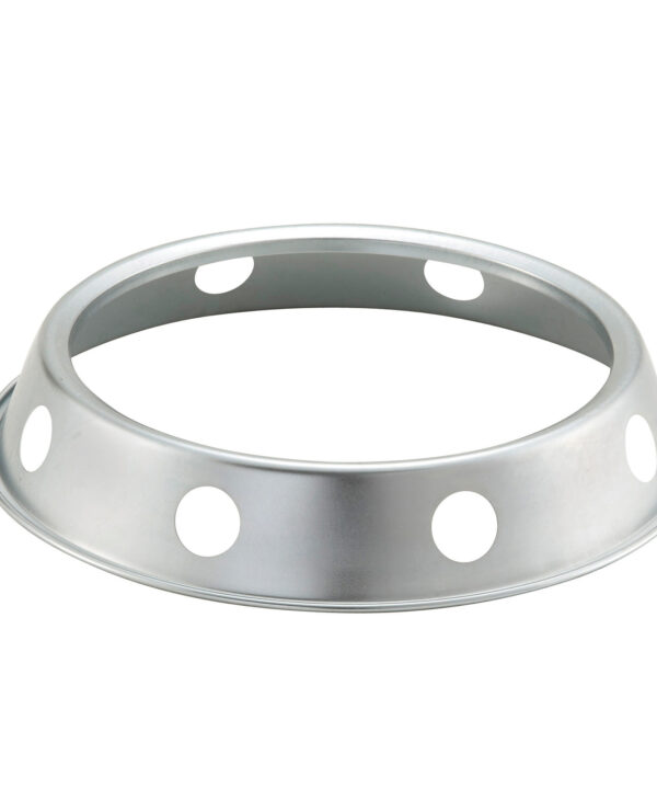 Winco WKR-8 wok ring stand in stainless steel, top angle view