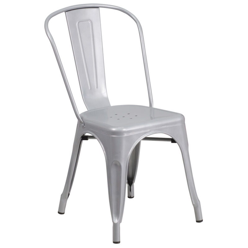 Flash Furniture CH-31230-SIL-GG Stacking Side Chair w/ Vertical Slat Back - (Silver)