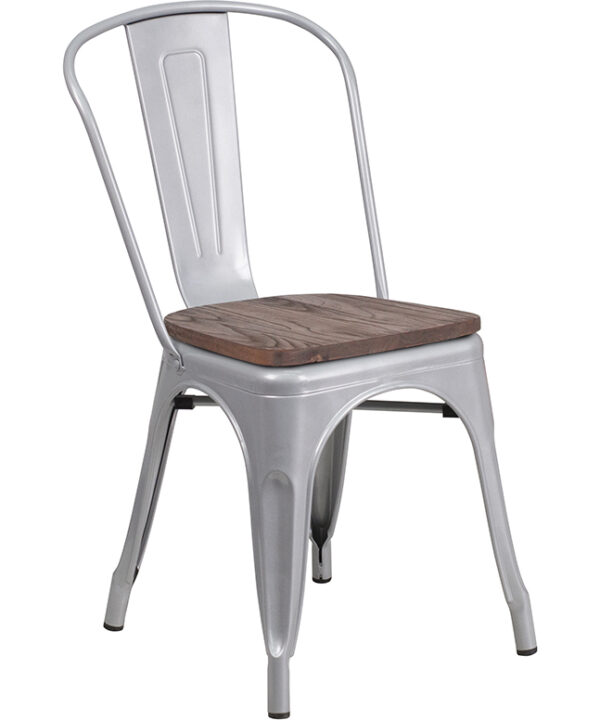 Stacking Side Chair | Flash Furniture CH-31230-SIL-WD-GG | RHQ Supplies