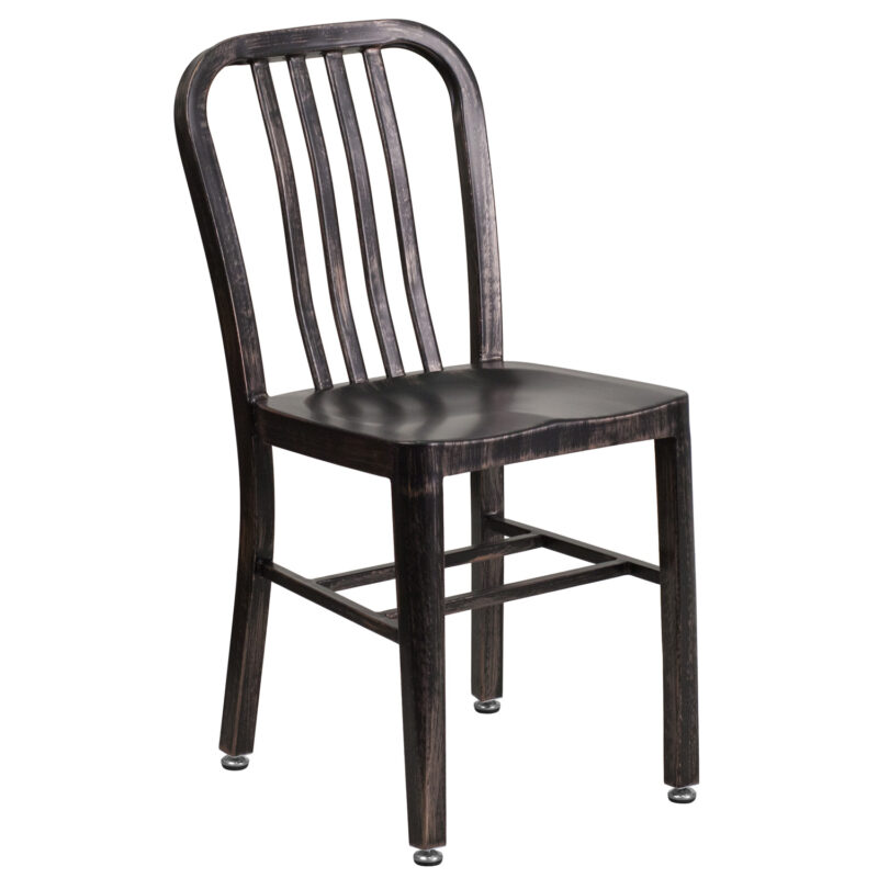 Flash Furniture CH-61200-18-BQ-GG Metal Outdoor Side Chair - (Black & Antique Gold)