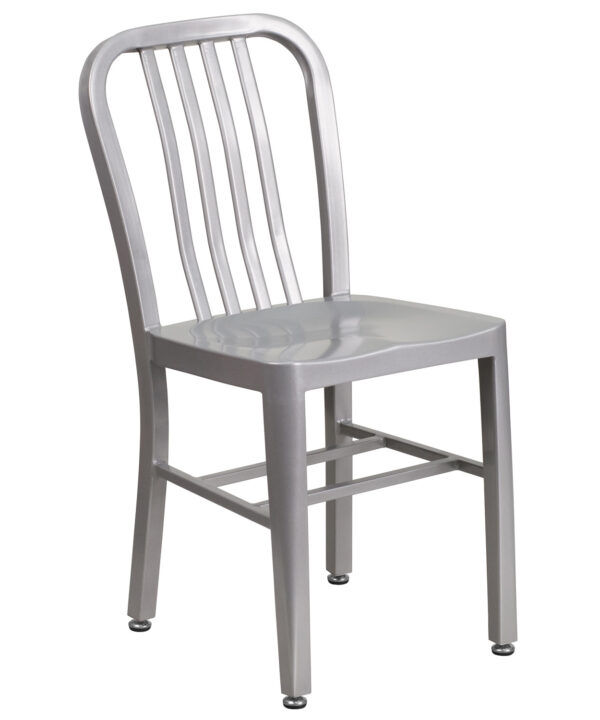 Metal Outdoor Side Chair | Flash Furniture CH-61200-18-SIL-GG | RHQ Supplies