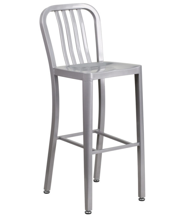 Metal Outdoor Bar Stool | Flash Furniture CH-61200-30-SIL-GG | RHQ Supplies